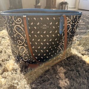 Coach Paisley Black and Blue Tote